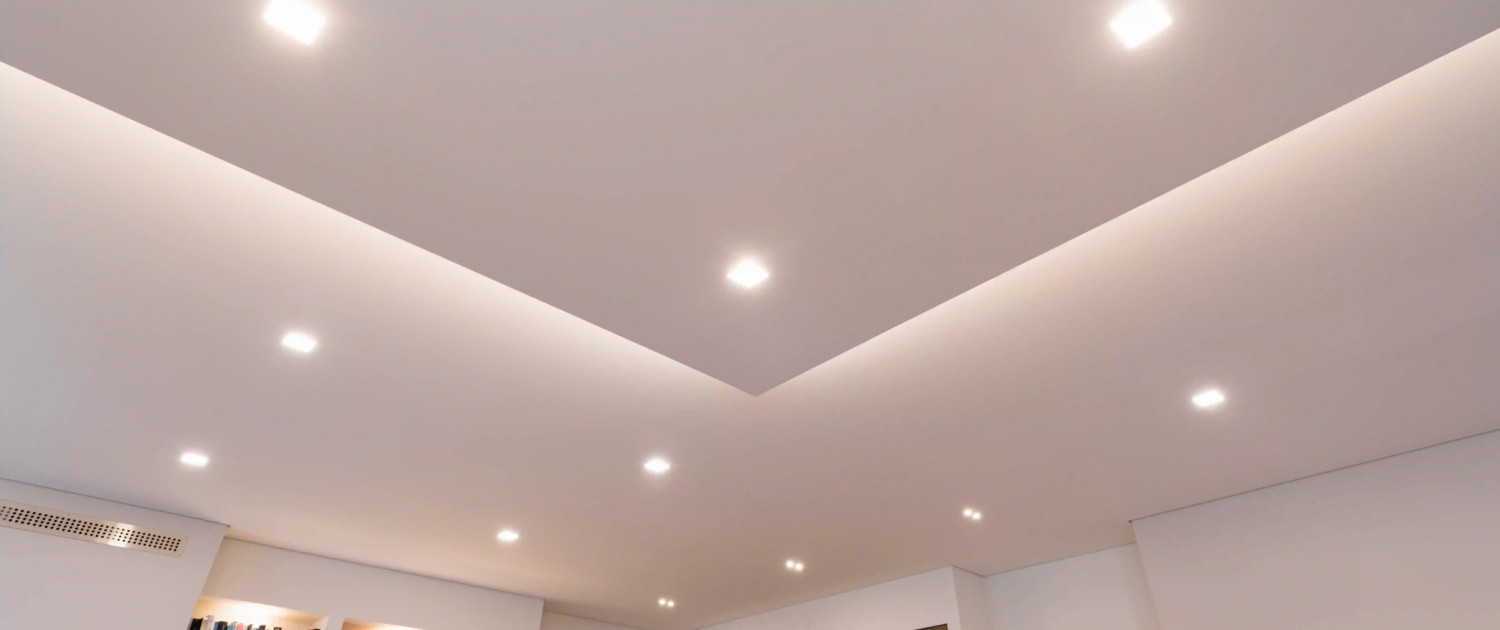 05_immagine_progetto_vita_riflessa controsoffitto moderno con illuminazione a LED integrata e faretti